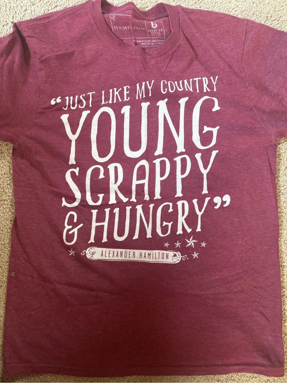 Hamilton Maroon Short Sleeve Tee with White Graphic